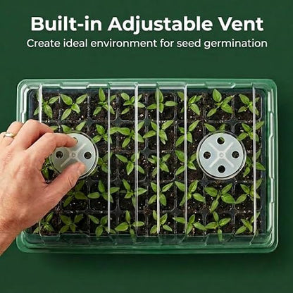 Gardzen 10 Pack 40 Cell BPA Free Seed Starter Tray Kit | Reusable Plant Germination Trays, Adjustable Vents, Sowing Tool, Indoor Gardening Vegetables Herbs Flowers - size: 10-Pack
