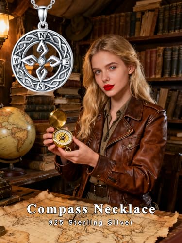 Graduation Gifts for Women 925 Sterling Silver Compass/Graduation/Vet/Cross/Stethoscope Necklace for Women - color: Compass-Celtic Knot