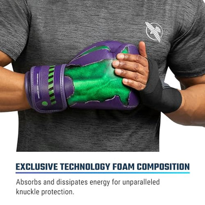 Hayabusa Marvel Hero Elite Boxing Gloves | Sparring and Training, Muay Thai Kickboxing, Fight Ready, Licensed Design, Padded Knuckle, 10oz 12oz 16oz, Men and Women - color: Hulk, size: 12oz
