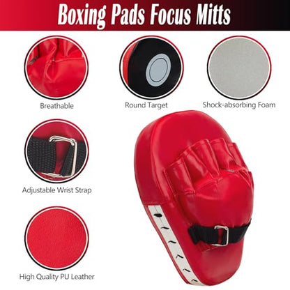 3-in-1 Kids Boxing Gloves and Punching Mitts Set, Boxing Pads with Boxing Reflex Ball, Kids Boxing Equipment Set for MMA Training, Muay Thai, Karate, Taekwondo