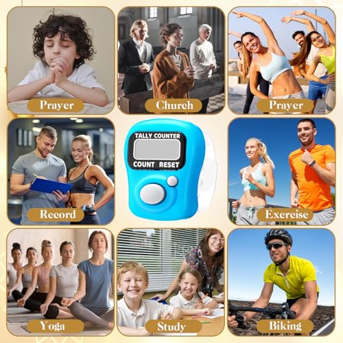 Relaxweex 12 Pack Electronic Finger Tasbeeh Counter Eid Al Adha Gift Eid Mubarak Party Favor with Mubarak Inspiration Card Islamic Prayer Tally Tasbeeh Counter Ring Prayer Ring - style: Fresh