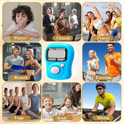 Relaxweex 12 Pack Electronic Finger Tasbeeh Counter Eid Al Adha Gift Eid Mubarak Party Favor with Mubarak Inspiration Card Islamic Prayer Tally Tasbeeh Counter Ring Prayer Ring - style: Fresh