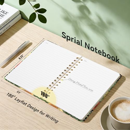 Lined Spiral Journal Notebook, A5 College Ruled Spiral Notebook for Women, Hardcover with Elegant Design for Work and Note-Taking, 5.5 * 8.25 inch, 160 Pages, Cat - color: Cat