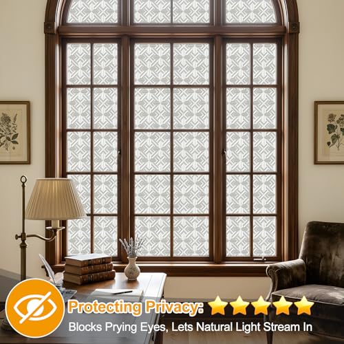 Countewol Frosted Window Privacy Film, Static Cling Non-Adhesive, Removable & Reusable, Anti-UV Heat Blocking for Bathroom Bedroom Office (Prism Frosted, 35.4 x 78.7 in) - color: Prism Frosted, size: 35.4 x 78.7 in