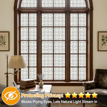 Countewol Frosted Window Privacy Film, Static Cling Non-Adhesive, Removable & Reusable, Anti-UV Heat Blocking for Bathroom Bedroom Office (Prism Frosted, 35.4 x 78.7 in) - color: Prism Frosted, size: 35.4 x 78.7 in
