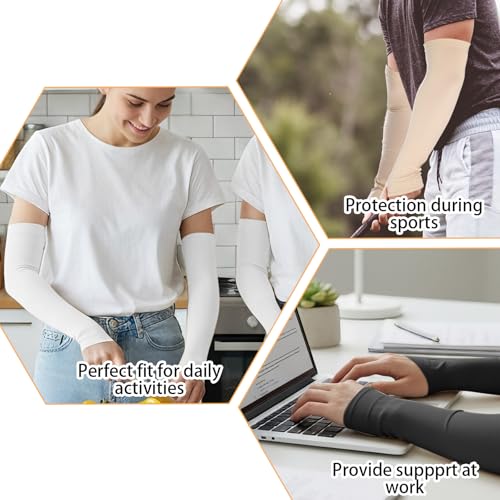4 Pairs Protective Arm Sleeve for Thin Skin Elderly Skin Tear and Bruise, Protection Sleeves for Men and Women