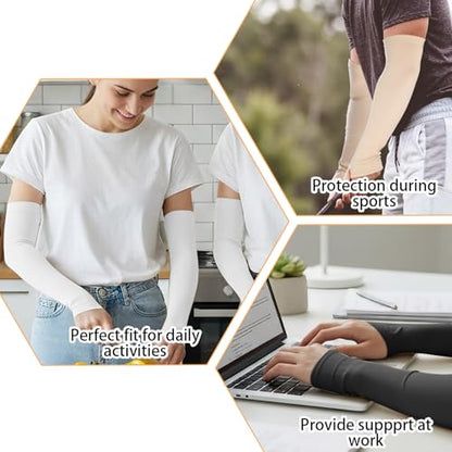 4 Pairs Protective Arm Sleeve for Thin Skin Elderly Skin Tear and Bruise, Protection Sleeves for Men and Women