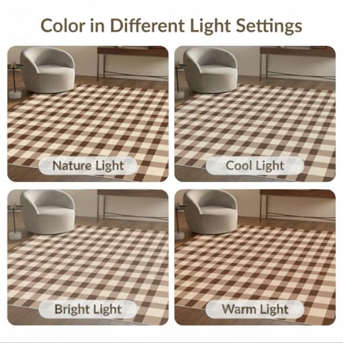 8'x10' Washable Flatwoven Rug, Beige Farmhouse Plaid Stain Resistant Extra Large Carpet Non-Slip Chair-Friendly Mat for Dining Room, Large Office, Lounge | Ref:1910430 - color: Beige/Pattern 31, size: 8' x 10' (Rectangular)