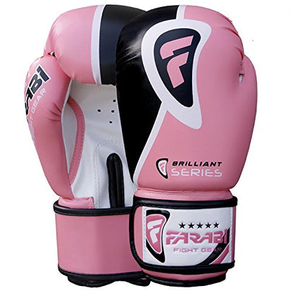 Farabi Pro Fighter Boxing Gloves Sparring Gym Bag Punching Focus Pad Mitts - color: Pink, size: 12Oz