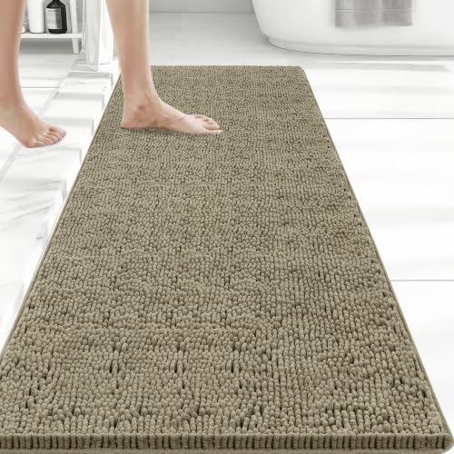 Bcoimo Bath Rug Mat,48x24 High Absorbent Latte Long Bathroom Runner Rugs - color: Latte, size: 48x24