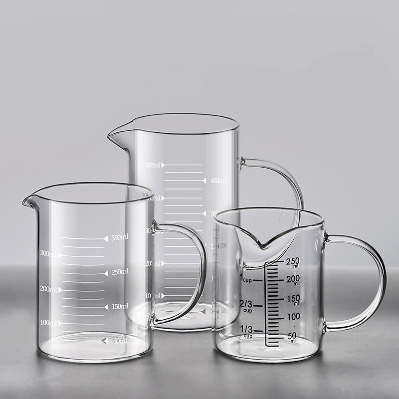 Glass Measuring Cup with V-Shaped Spout, High Borosilicate Glass, Capacity, Easy-Read Scale 250ml - color: Clear