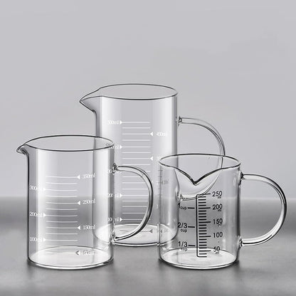 Glass Measuring Cup with V-Shaped Spout, High Borosilicate Glass, Capacity, Easy-Read Scale 250ml - color: Clear