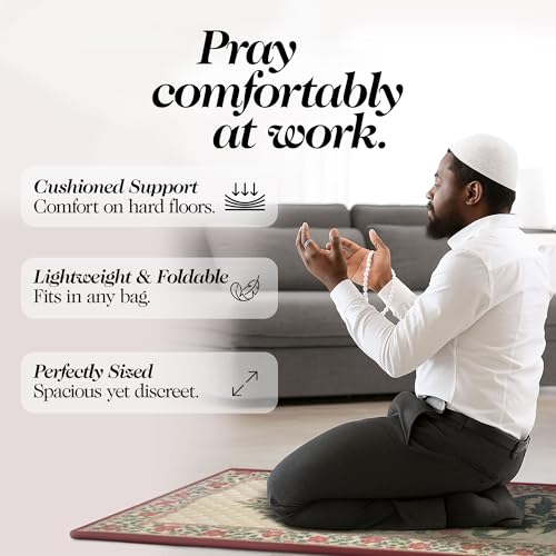 TLC NY Prayer Mat for Men & Women – Thick Padded Foldable Travel Prayer Rug, Portable & Machine Washable, Modern Design for Home, Office & Mosque Use – Ideal Ramadan & Hajj Gift, Crimson - color: Crimson Paradise