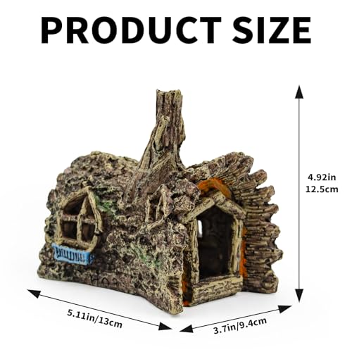 Fish Tank Decorations, Resin Simulated Tree House Hide, Aquarium Caves and Hides for Fish, Tank Accessories Decorations, Aquarium Ornaments Hideout