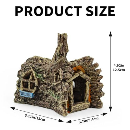 Fish Tank Decorations, Resin Simulated Tree House Hide, Aquarium Caves and Hides for Fish, Tank Accessories Decorations, Aquarium Ornaments Hideout