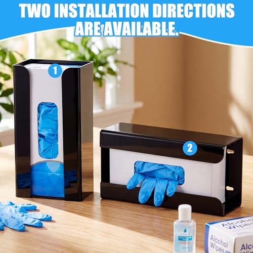 Weysat 2 Pcs Acrylic Glove Box Holder Dispenser Glove Holder for Wall Mount Acrylic Rack Wall Floating Mask Dispenser for Medical Latex Rubber Disposable Mitten Boxes (Black,Vertical Style) - color: Black, style: Vertical Style