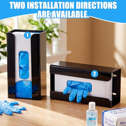 Weysat 2 Pcs Acrylic Glove Box Holder Dispenser Glove Holder for Wall Mount Acrylic Rack Wall Floating Mask Dispenser for Medical Latex Rubber Disposable Mitten Boxes (Black,Vertical Style) - color: Black, style: Vertical Style