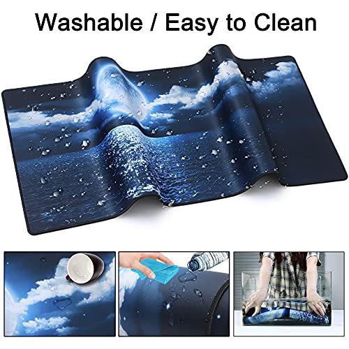 Desk Mat Pad,Large XXL Extended Mouse Pad Mat for Desktop Keyboard | 35''×15.6'' XXL Extended Gaming Mouse Pad with Non-slip Base Desk Matt Mousepad for Computer,Office,Keyboard and Laptop - color: C1-Moon Ocean
