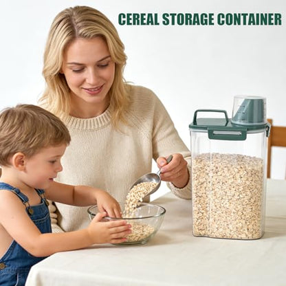 3 Lbs Pet Dog Food Storage Container for Bird Seed Rice Flour - Pine Green | Cat Food Containers with Collapsible Bowl for Travel Airtight 5 Lbs Rice Cereal Oatmeal Holder with Pour Spout Measuring Cup - color: Pine Green-3L
