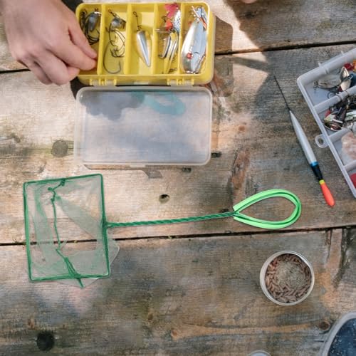 VICASKY 2pcs Small Fine Mesh Fish Nets with Square Frame for Aquarium and Fish Tank Cleaning, Portable Handheld Shrimp and Goldfish Net for Pond and Home Use