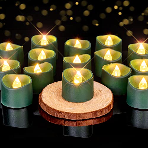 Homemory Green Tea Lights Candles Battery Operated, 200+Hour Flameless Flickering Fake Electric LED Colored Tealights Candles for Christmas, Theme Party, Seasonal Celebrations, 12-Pack - color: Green, size: Pack of 12