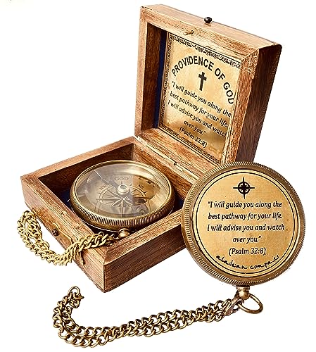 Divine Path Engraved Compass - I Will Guide You - Psalm 32:8" Quote | Inspirational Gifts for Men Women, Uplifting Spiritual Heavenly Faith Gift Boys Girls - style: Providence Of God