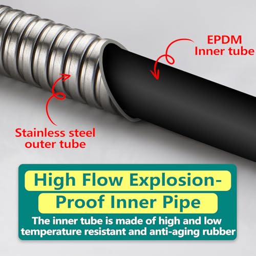 TRIPHIL Kink-free Shower Hoses 118" Extra-long Handheld Shower Head Hose Replacement Flexible Metal Tube Extension Anti-twist Brass Connectors Stainless Steel Brushed Nickel - color: Brushed Nickel, size: 118 Inches