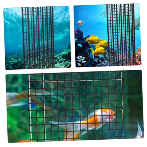 POPETPOP Aquarium Fish Tank Divider Grid Board with Suction Cups, Black 30x15cm, 8pcs Set for Aquarium Isolation and Fish Fry Separation in Home Or Breeding Tanks