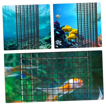 POPETPOP Aquarium Fish Tank Divider Grid Board with Suction Cups, Black 30x15cm, 8pcs Set for Aquarium Isolation and Fish Fry Separation in Home Or Breeding Tanks