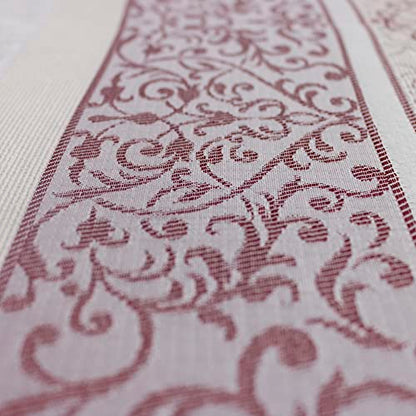 Modefa Muslim Woven Chenille Prayer Rug, Ottoman White/Blue + White/Pink | Thin Chenille and Taffeta Turkish Intricate Metallic Ottoman Salah Mat - color: White/Blue + White/Pink