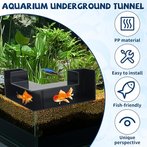 Aquarium Underground Corner Tunnel, Fish & Shrimp Hideout, 2 Pack (Black)