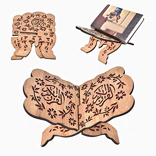 Yosoo Islamic Quran Book Holder Density Board Wooden Book Stand 29.2cm Koran Holy Shelf for Muslim Decoration Gift Eid Al Fitr
