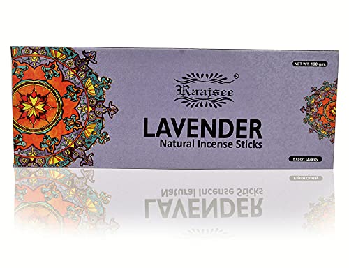 raajsee Lavender Incense Sticks 100 Gm Pack-100% Pure Organic Natural Hand Rolled Free from Chemicals-for Church,Aroma Therapy,Relaxation,Meditation,Positivity & Sensual Therapy - color: Lavender