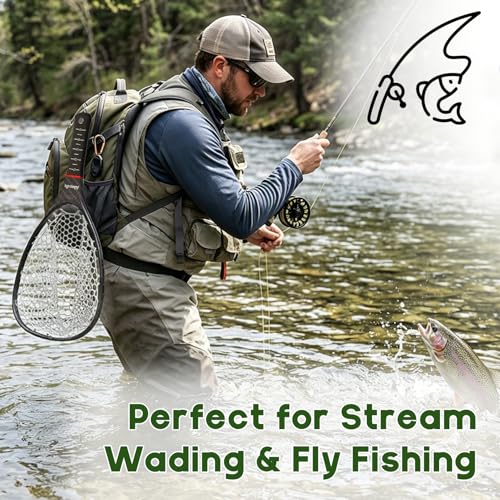 Floating Carbon Fiber Fly Fishing Net, 26" Standard / 37" Long - color: 26" Wading Net (Standard) - Black Carbon