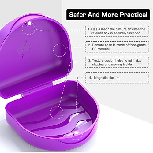 Retainer Case Denture Case: BVN Orthodontic Dental Case, Slim Braces Case, Mouth Guard Case, Denture Box, Teeth Aligner Case, Night Guard Case Container Storage Holder Purple - color: Purple