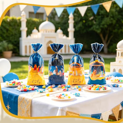 LERCTH Eid Mubarak Cellophane Treat Bags, 4 Designs Holy Night Plastic Candy Bags with Twist Ties for Religious Holiday Celebrations Party Favors - color: Holy Night Bags 50 packs