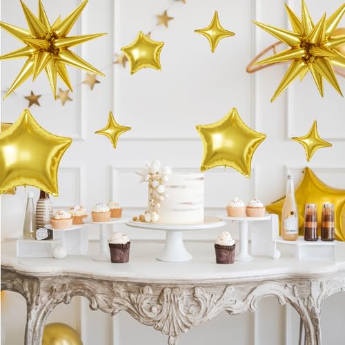 Gold Star Balloons,16Pcs 22/18/10 Inch Foil Birthday Graduation Decorations - color: Gold
