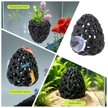 Shrimp Cave Hideout with Suction Cup for Aquarium Betta Fish Tank Decor | Shrimp Cave Hideout with Suction Cup for Aquarium Betta Fish Decor Habitat Natural Rock Design