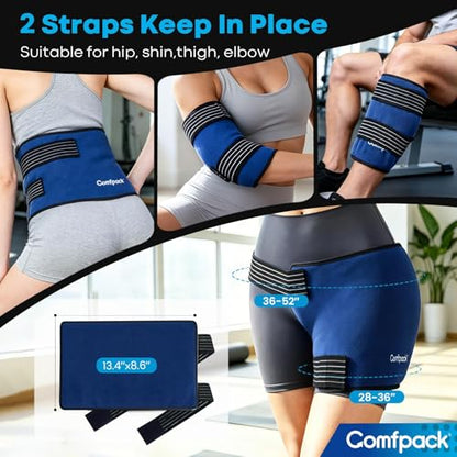 60-Minute Long Lasting Ice Packs for Injuries Reusable,13.4 × 8.6" | Flexible Ice Pack for Lower Back, Knee, Shoulder, Hip, Elbow, Arm, FSA Eligible HSA, Cold Pack with Elastic Strap for Injures