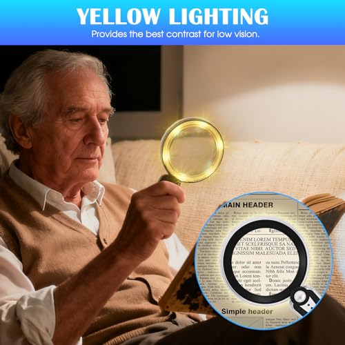 45X Magnifying Glass with Light, 4.6-Inch 1200mAh USB Rechargeable, 6 Color Modes for Low Vision Seniors, Reading, Jewelry & Coin Appraisal - Black Silver - color: Black-silver