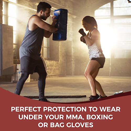 DEFY Padded Inner Gloves Quick 75cm Long Strap – Inner Boxing Gloves Gel Padded Knuckle Protection – Elasticated Boxing Hand Wraps for MMA Muay Thai Kickboxing Martial Arts Pair - color: Black, size: Small