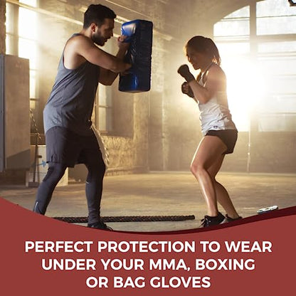 DEFY Padded Inner Gloves Quick 75cm Long Strap – Inner Boxing Gloves Gel Padded Knuckle Protection – Elasticated Boxing Hand Wraps for MMA Muay Thai Kickboxing Martial Arts Pair - color: Black, size: Small