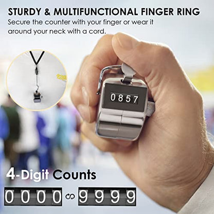 KTRIO Metal Handheld Tally Counter, 4-Digit Mechanical Clicker | Battery-Free Counter, 4-Digit Display, Durable Metal Casing, Portable Finger Ring, Multi-Use Clicker - style: 2 Pack