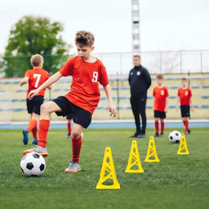 12 Pack Soccer Cones, 9 Inch Agility Cones for Soccer, Football, Basketball, Cones for Sports Training, Speed & Agility Drills, Field Marking Equipment - color: yellow
