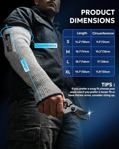 Evridwear Cut Resistant Protective Sleeves Gardening Sleeves Arm Protectors for Thin Skin and Bruising Farming, Industrial - size: Large