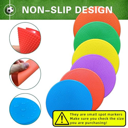 Poly Spot Markers 4 inch/9 inch Non-Slip Rubber Agility Training Markers Floor Dots Flat Field Cones for Football, Soccer, Basketball, School Exercise Drills, Dance Practice - style: 4 inch 12 Pcs (TPE)