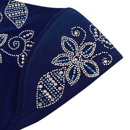 RARITYUS Women Bling Rhinestone Pearl Instant Scarf Muslim Hijab Fashion Shawl Head Wrap Turban Cap with Flower Accent - color: Z Color 7