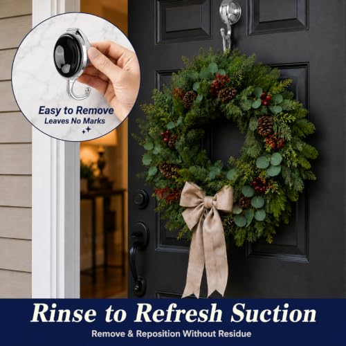 Heavy Duty Vacuum Suction Cup Hooks, Silver Plated Polished Super Suction for Kitchen Bathroom, 2 Pack - color: Silver