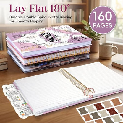XKDOUS Hardcover Spiral Notebook with Tabs and Bible Tracker, College Ruled Notebook Journal, Church Notes Journal for Women, Bible Journal, Blank Notebooks for Work School Note taking, Purple - color: Purple