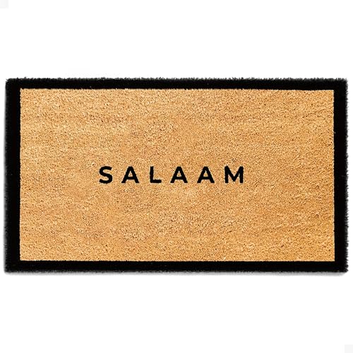 THEODORE MAGNUS Door Mat - Welcome Mat for Front Door with Non-Slip Backing - Durable Eid Doormat - Perfect for Outside Entrance and Entryway Matt - Outdoor/Indoor - Peaceful Greeting - 17" x 30" - color: Peaceful Greeting
